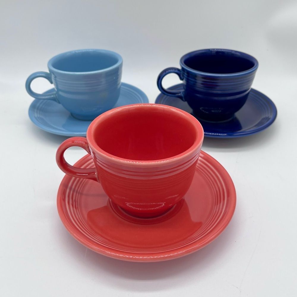 Fiestaware 3 teacups and saucers